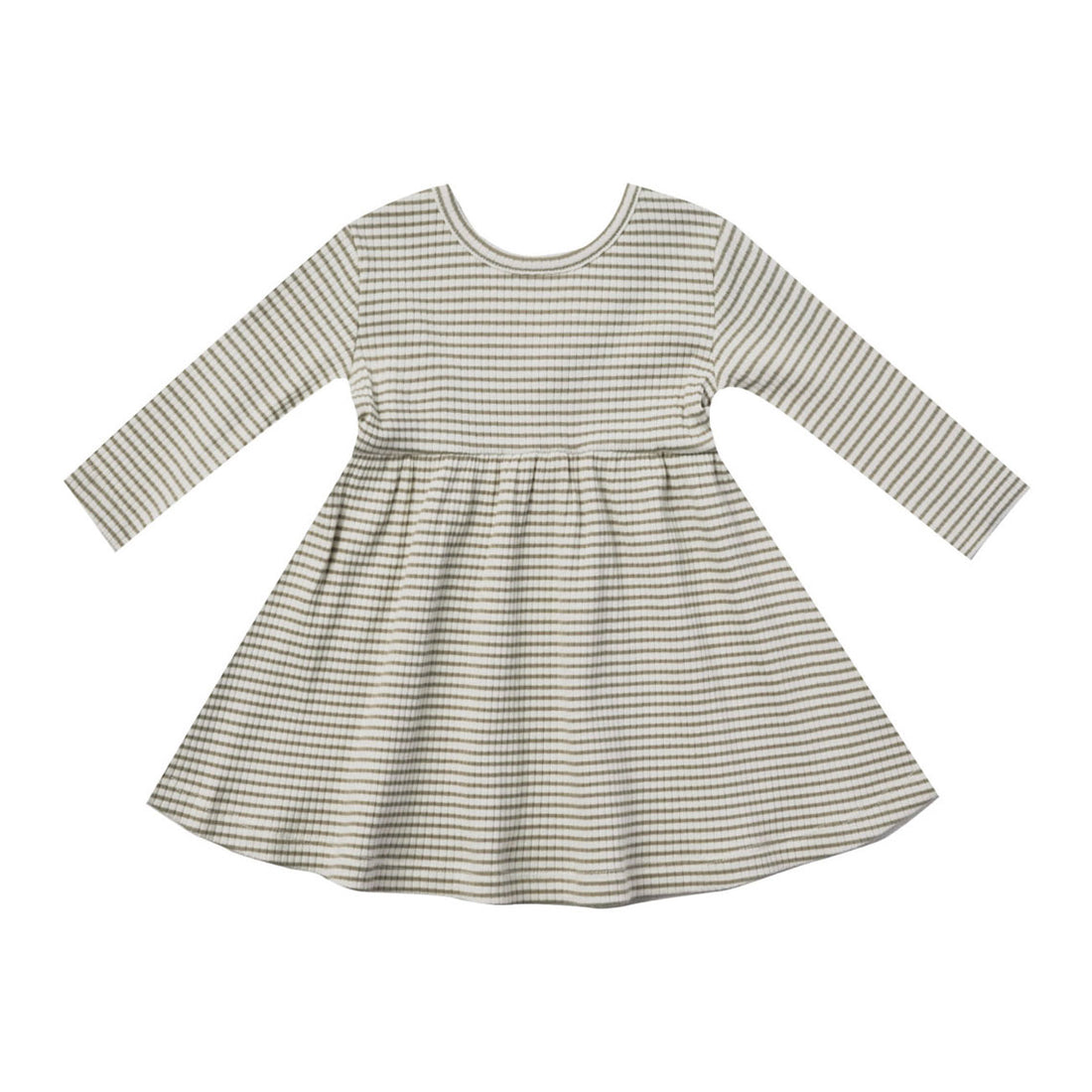 Quincy Mae Ribbed Long Sleeve Dress | Fern Stripe