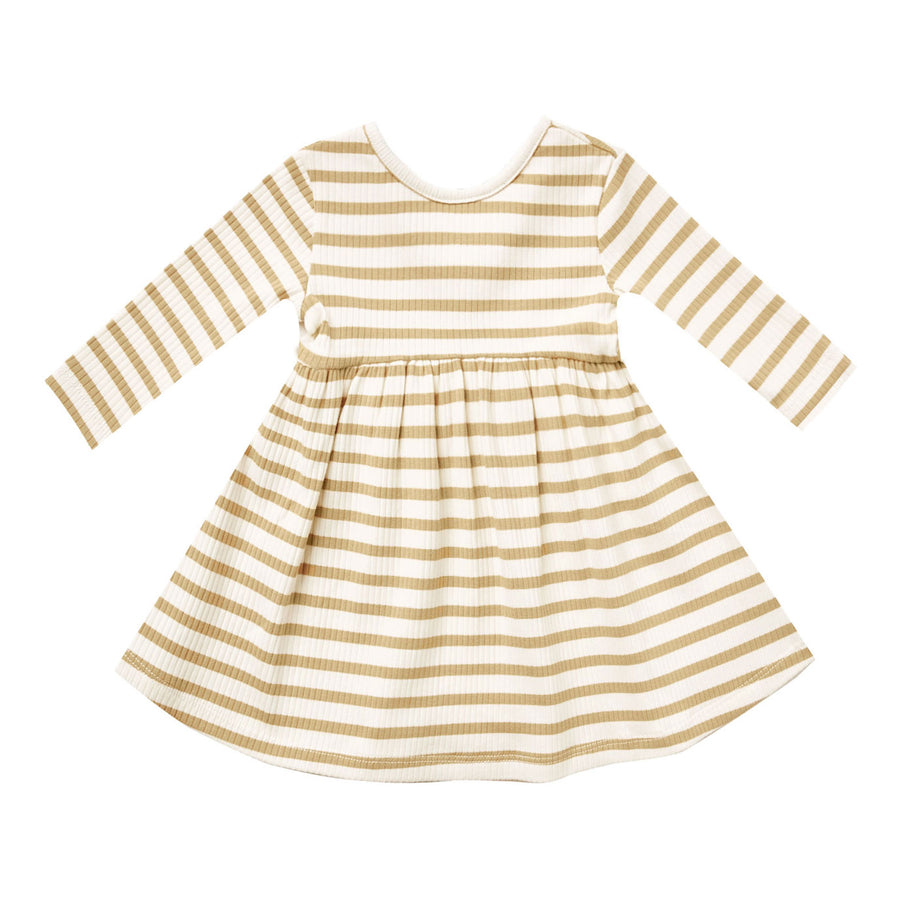 Quincy Mae  Honey Stripe Ribbed Longsleeve Dress