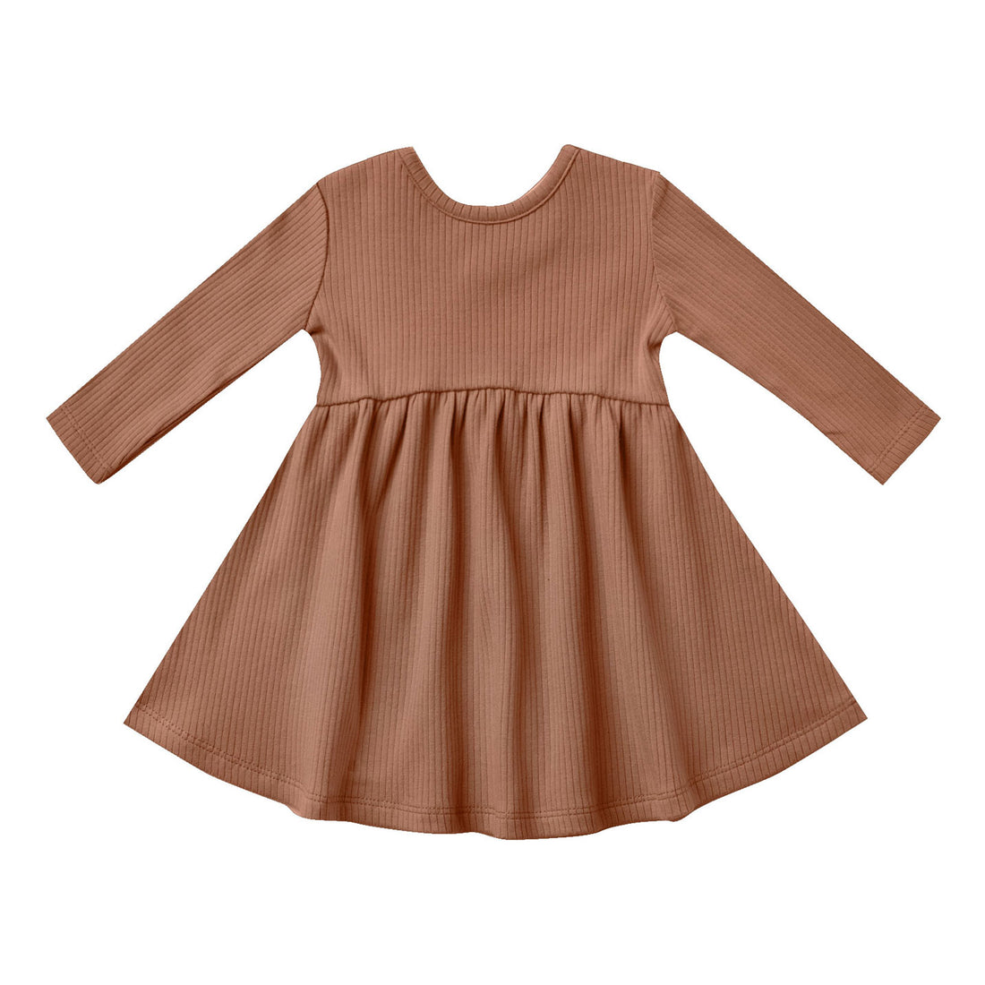 Quincy Mae  Clay Ribbed Longsleeve Dress