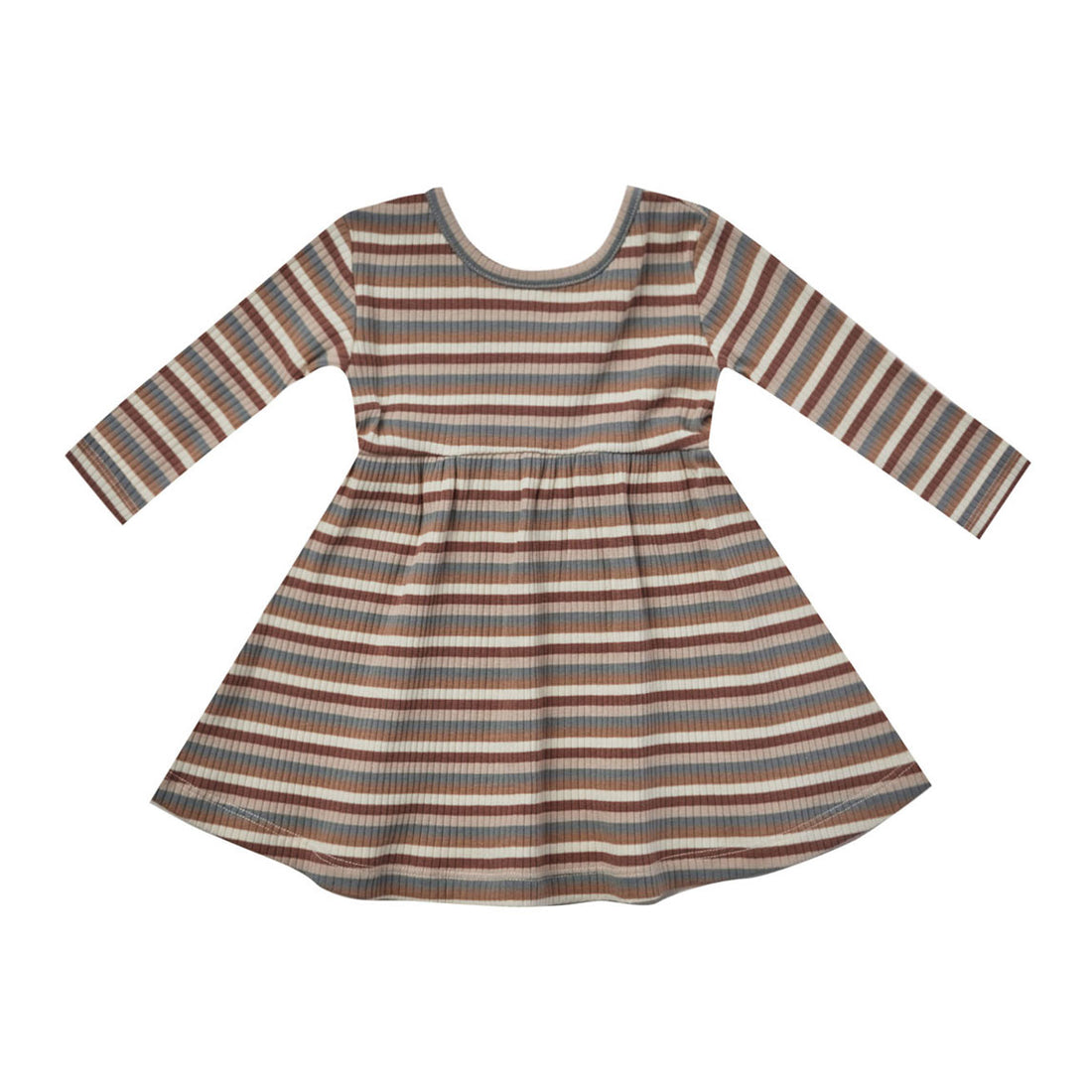 Quincy Mae Ribbed Long Sleeve Dress | Autumn Stripe