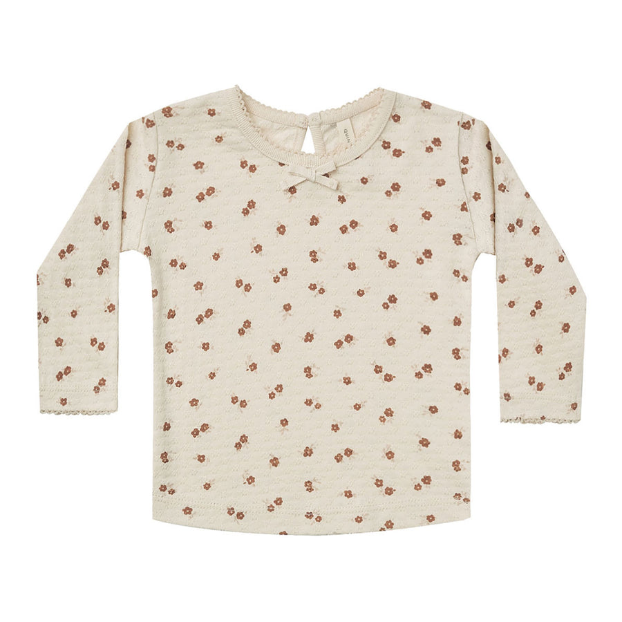 Quincy Mae  Petite Floral Pointelle Longsleeve Tee