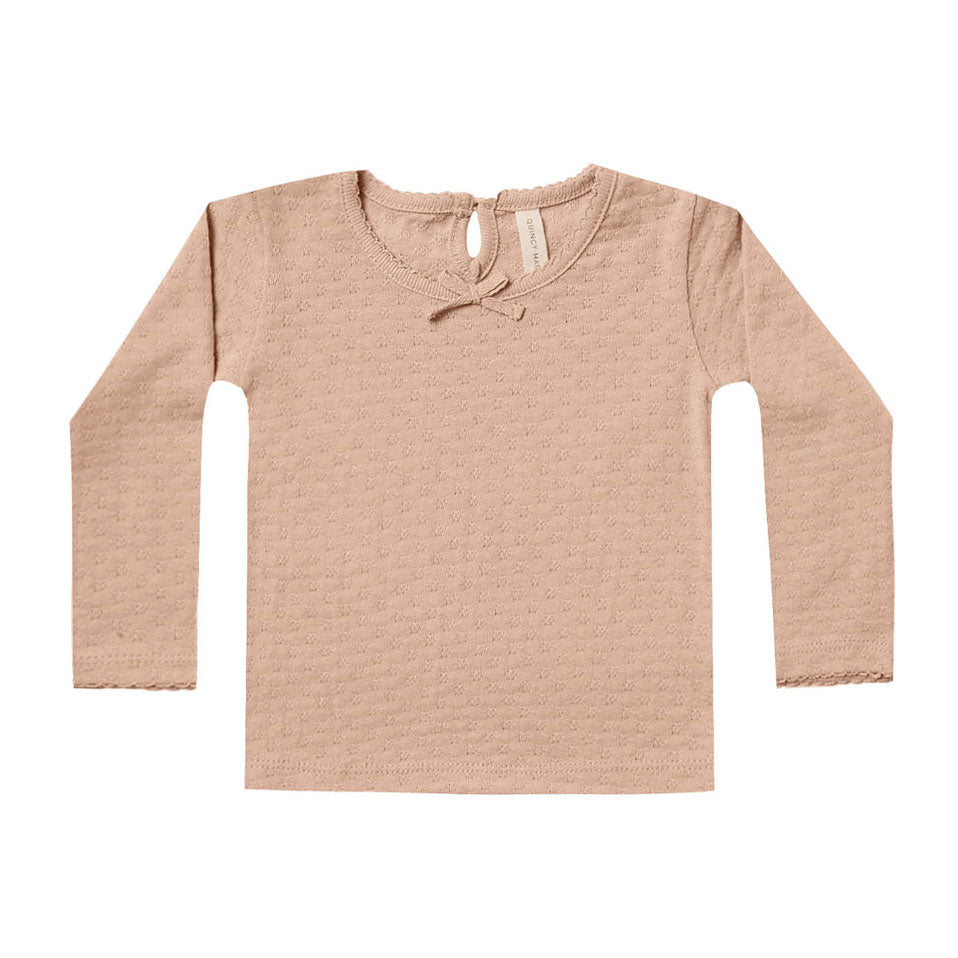 Quincy Mae Pointelle Long Sleeve Tee | Blush