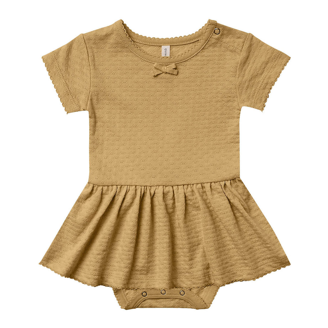 Quincy Mae Gold Pointelle Skirted Onesie