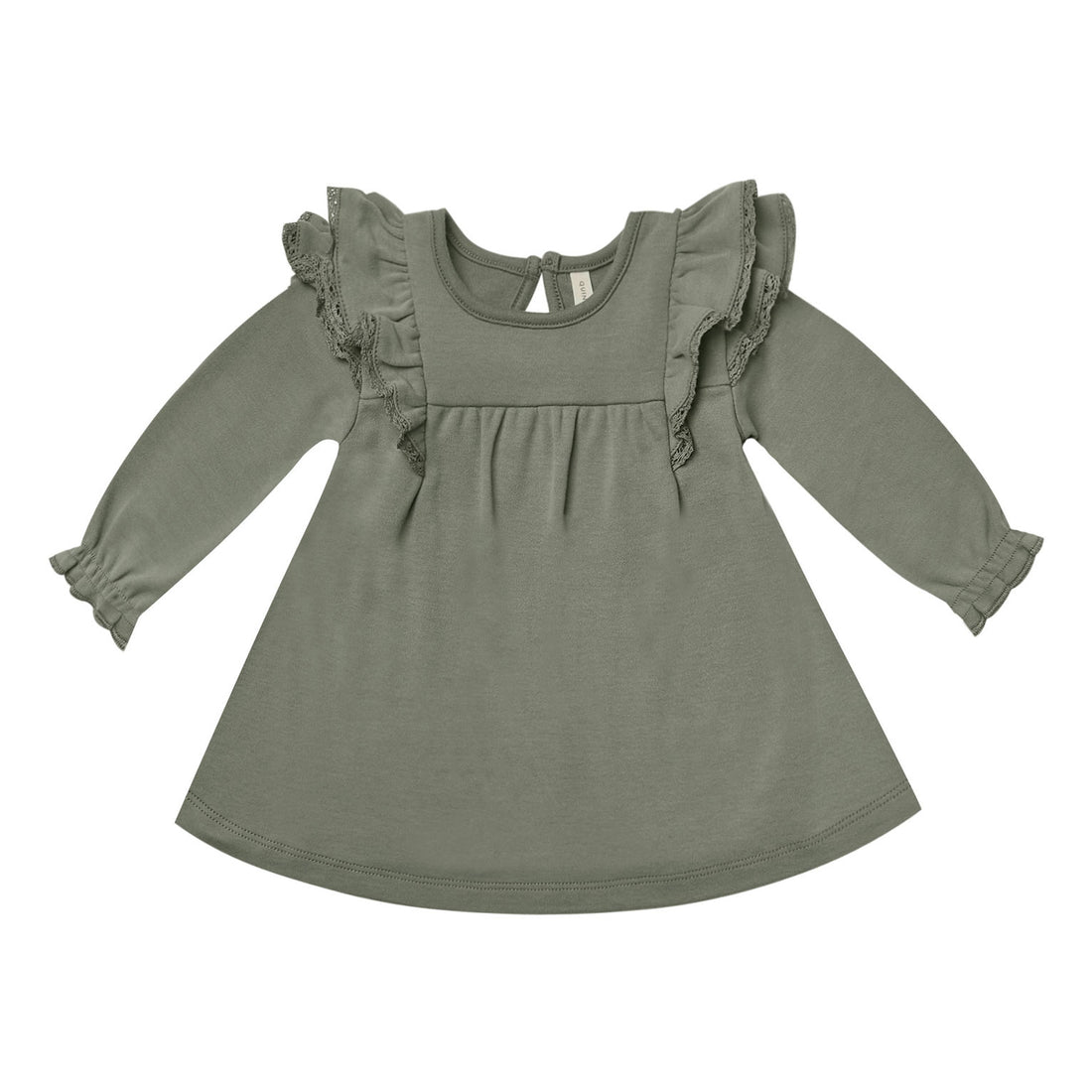 Quincy Mae Longsleeve Flutter Dress-Basil