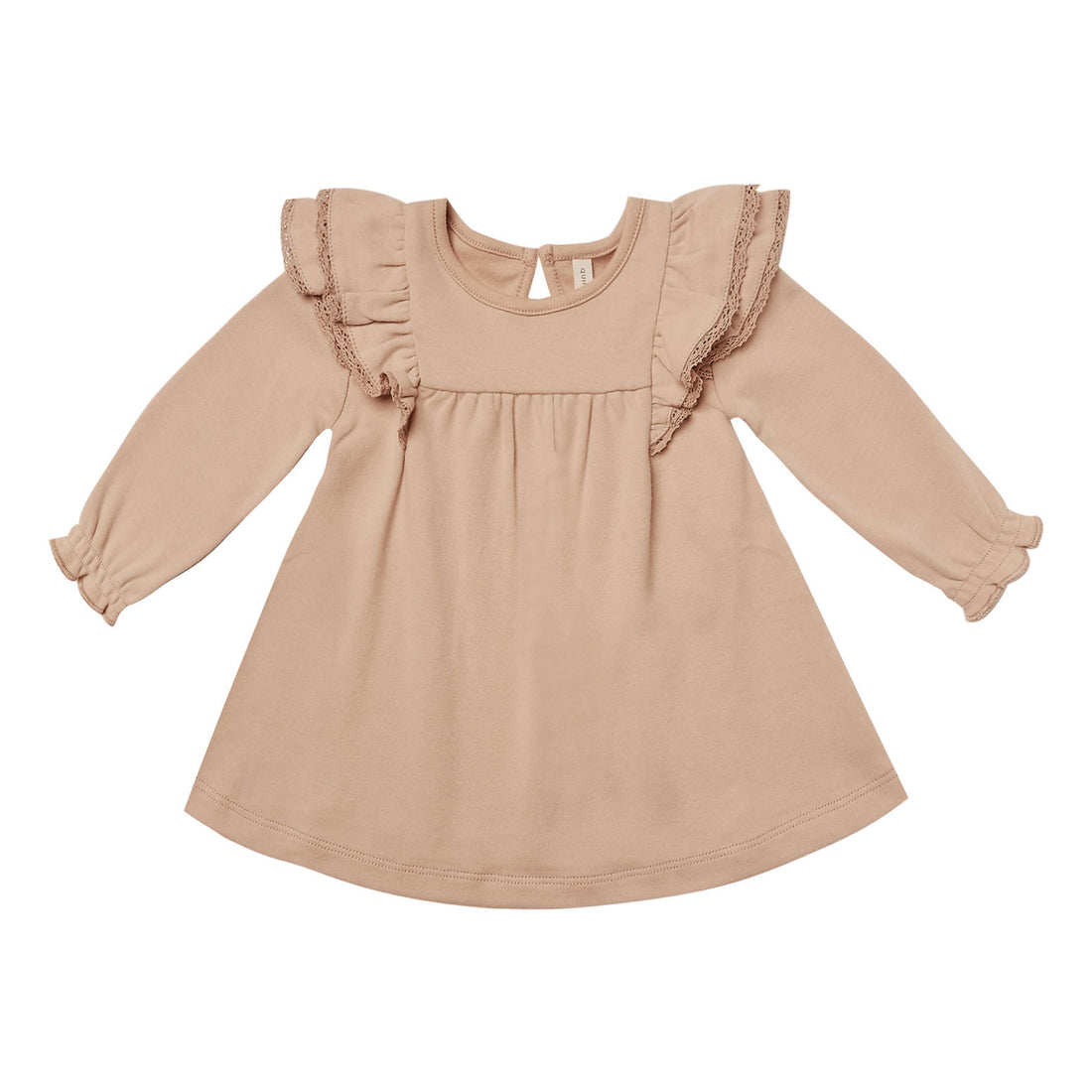 Quincy Mae Longsleeve Flutter Dress-Petal