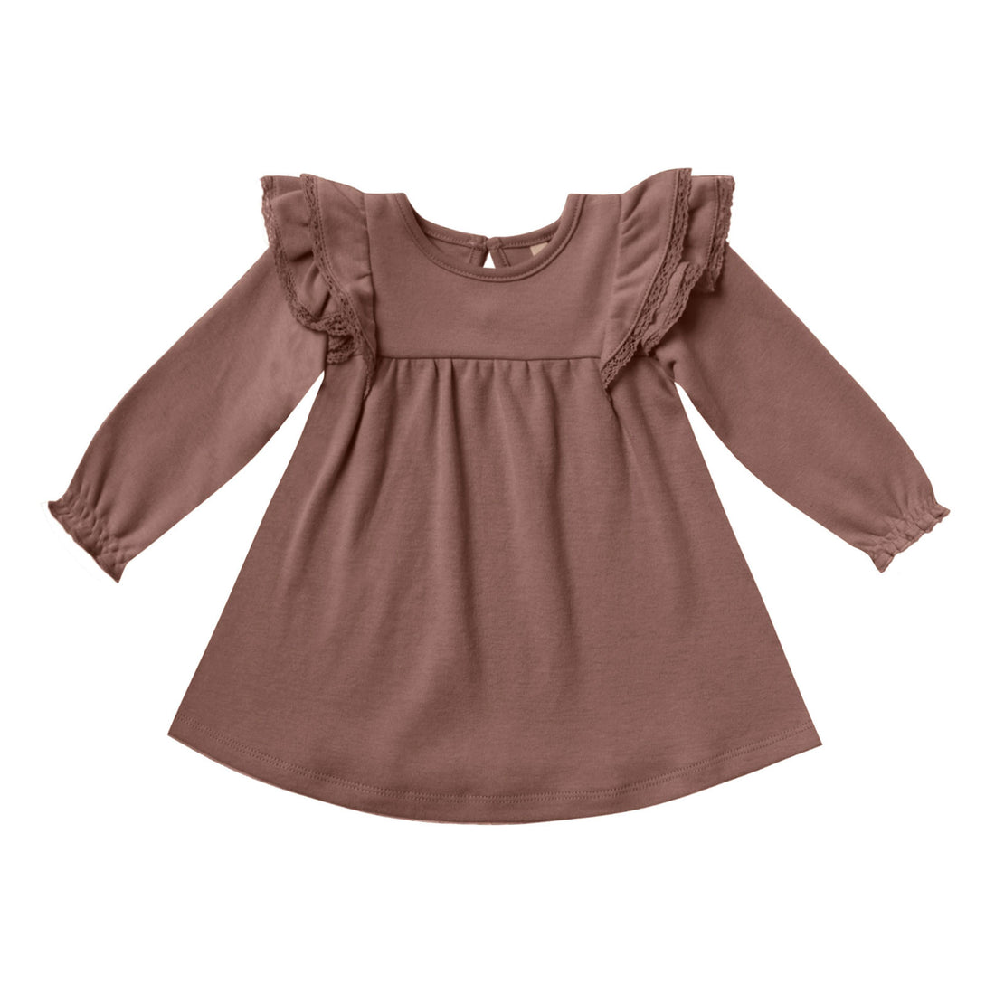 Quincy Mae Long Sleeve Flutter Dress | Pecan