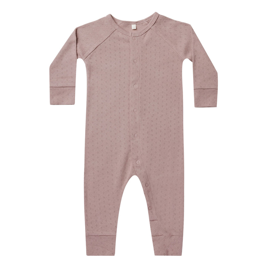 Quincy Mae Pointelle Long Sleeve Romper | Lilac