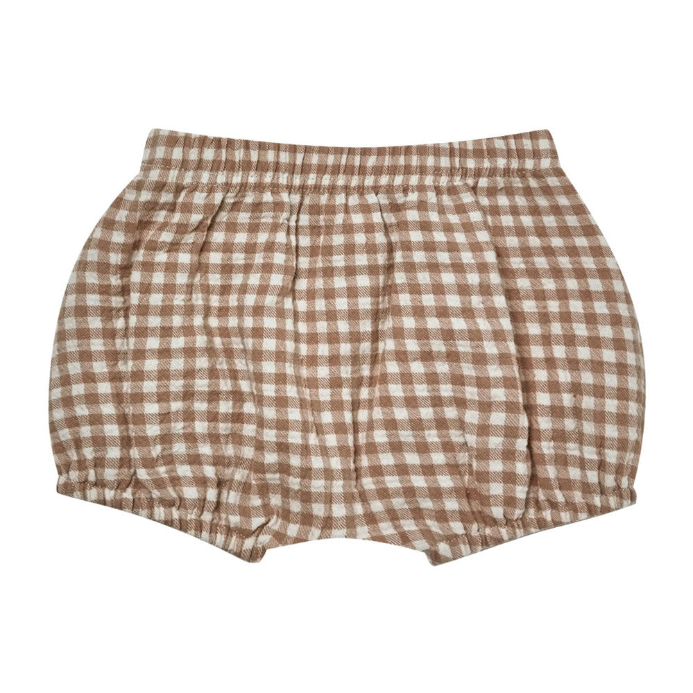 Quincy Mae Woven Bloomer | Cocoa Gingham