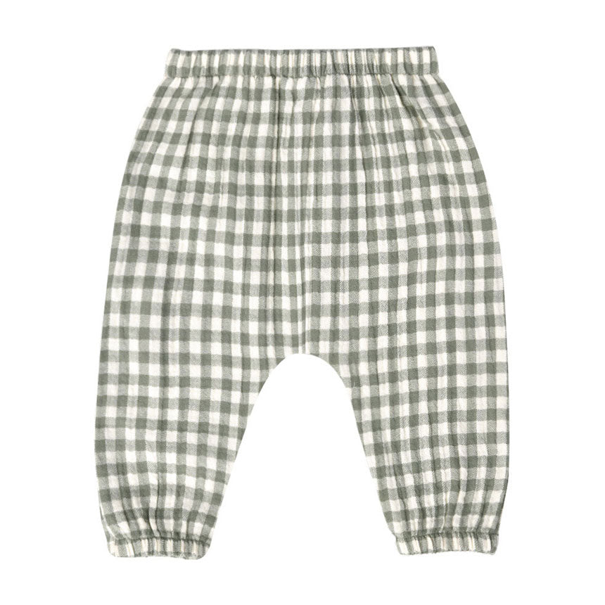 Quincy Mae Sea Green Gingham Woven Pant