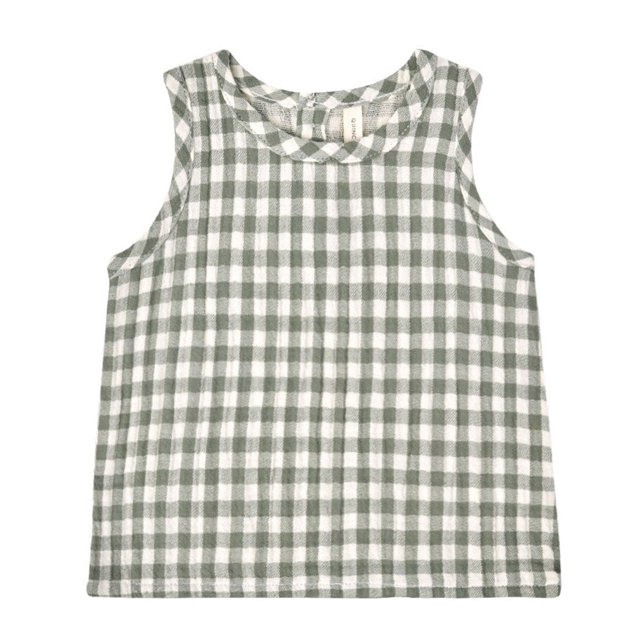 Quincy Mae Sea Green Gingham Woven Tank