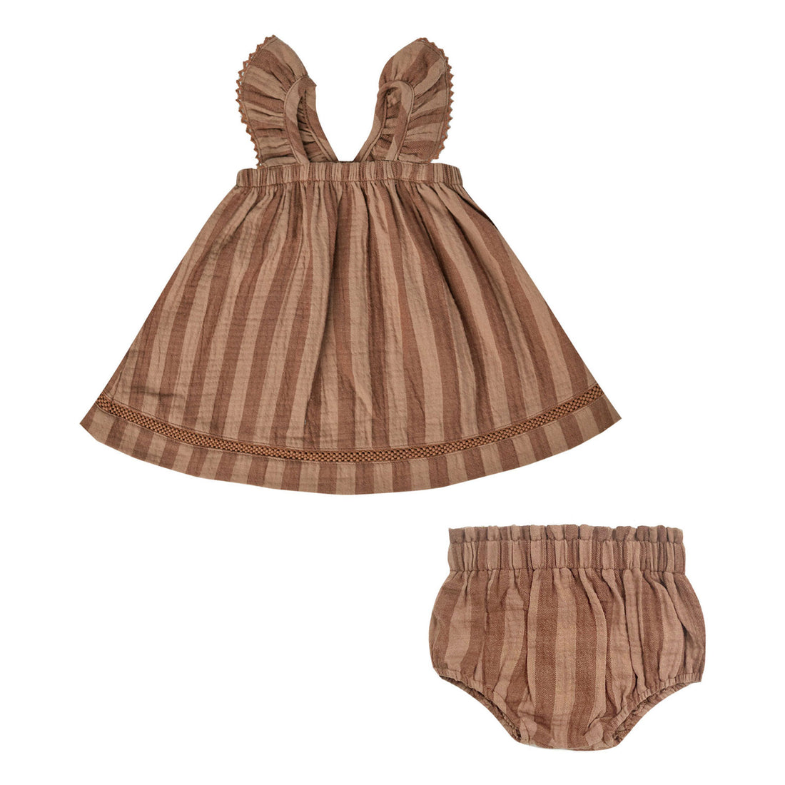 Quincy Mae Retro Stripe Ruffle Tank Dress + Bloomer Set