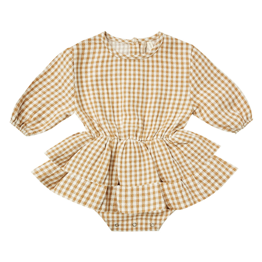 Quincy Mae Rosie Romper-Honey Gingham