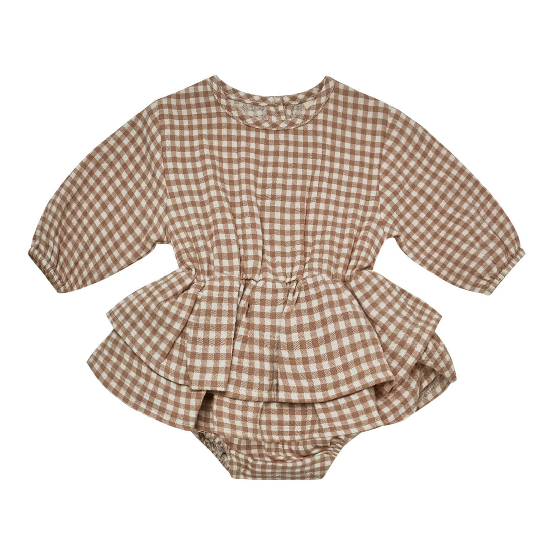 Quincy Mae Rosie Romper | Cocoa Gingham