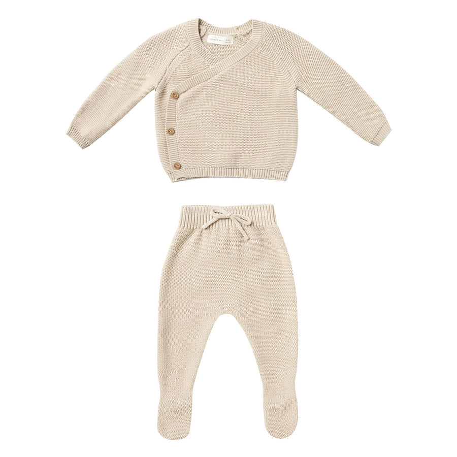Quincy Mae  Natural Knit Wrap Top + Pant Set