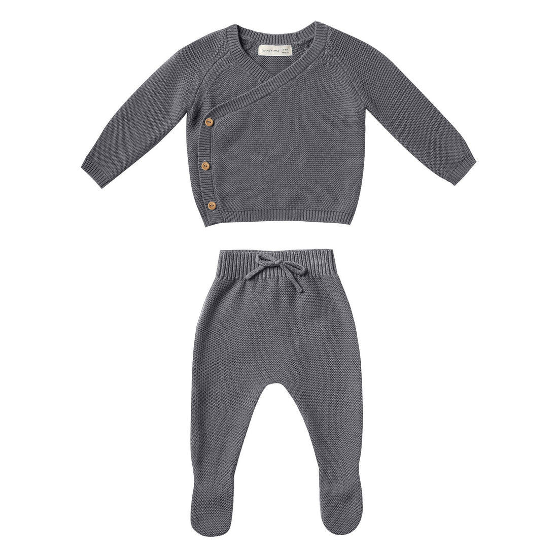 Quincy Mae  Dark Sea Knit Wrap Top + Pant Set