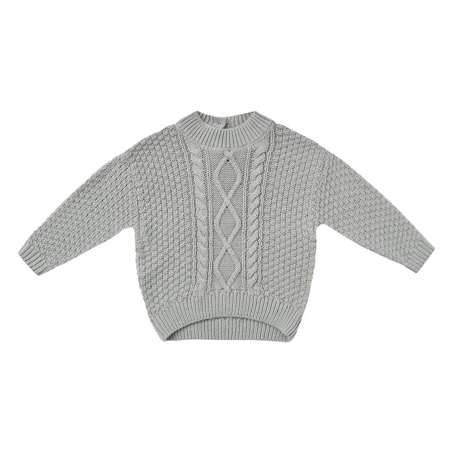 Quincy Mae  Dusty Blue Cable Knit Sweater
