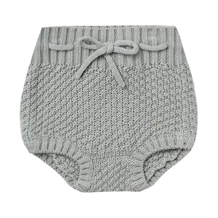 Quincy Mae  Dusty Blue Knit Tie Bloomer