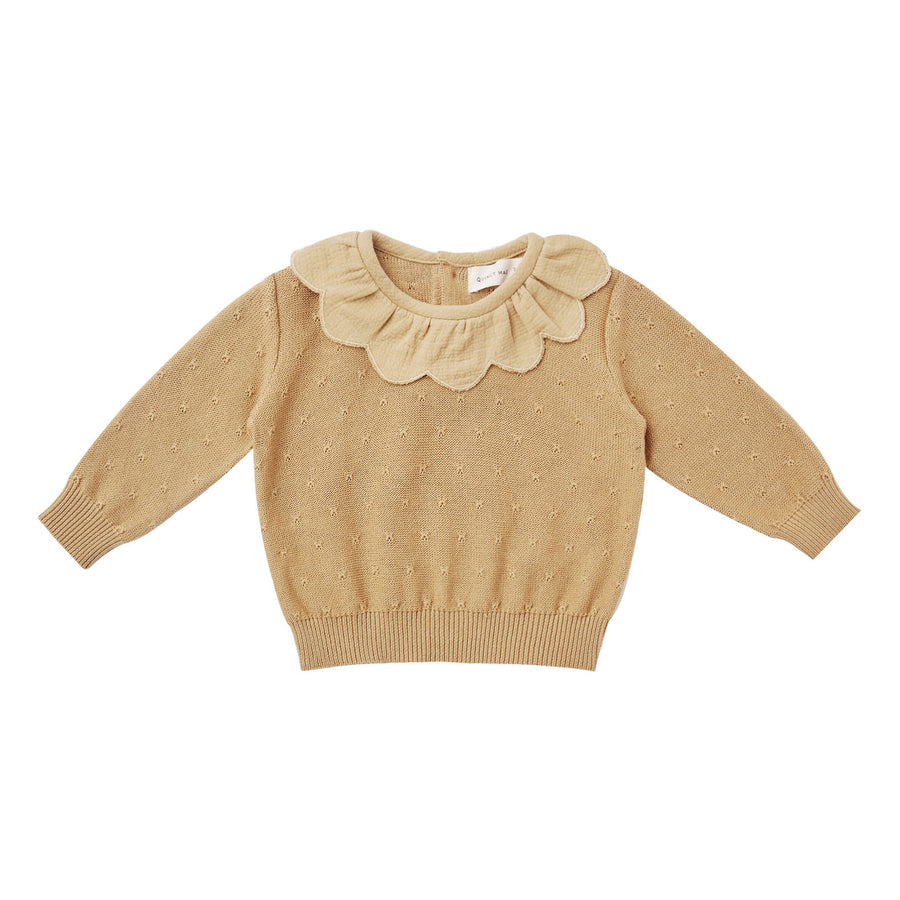 Quincy Mae Petal Knit Sweater-Honey