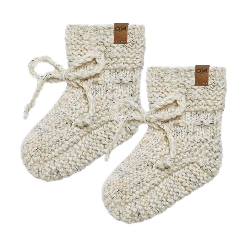 Quincy Mae Speckled Knit Booties | Natural