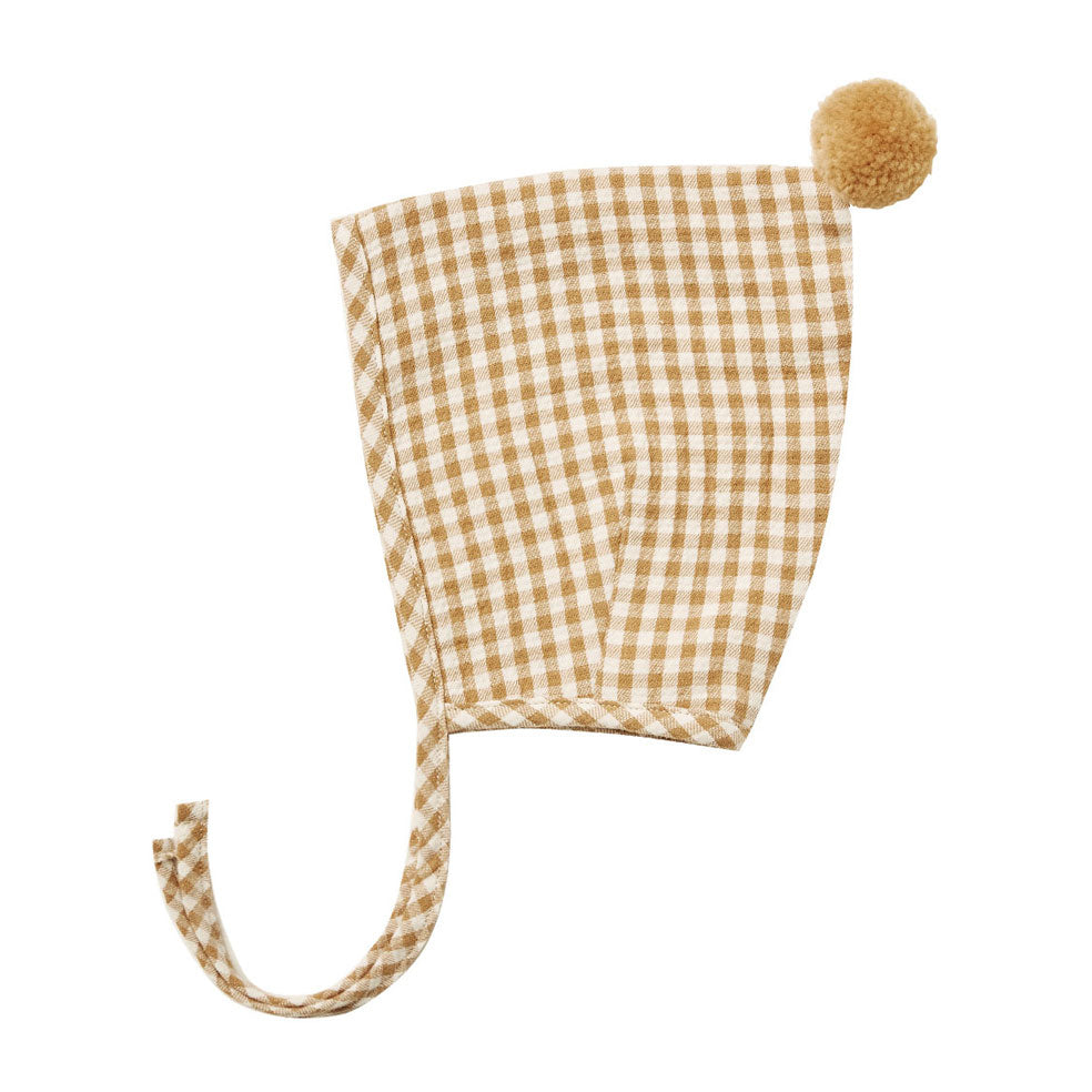 Quincy Mae Pom Pixie Bonnet-Honey Gingham