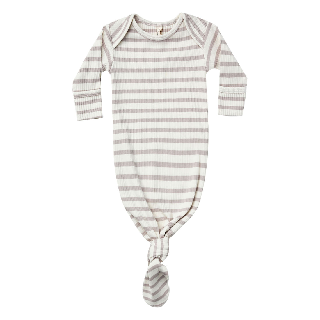 Quincy Mae  Ash Stripe Ribbed Knotted Baby Gown