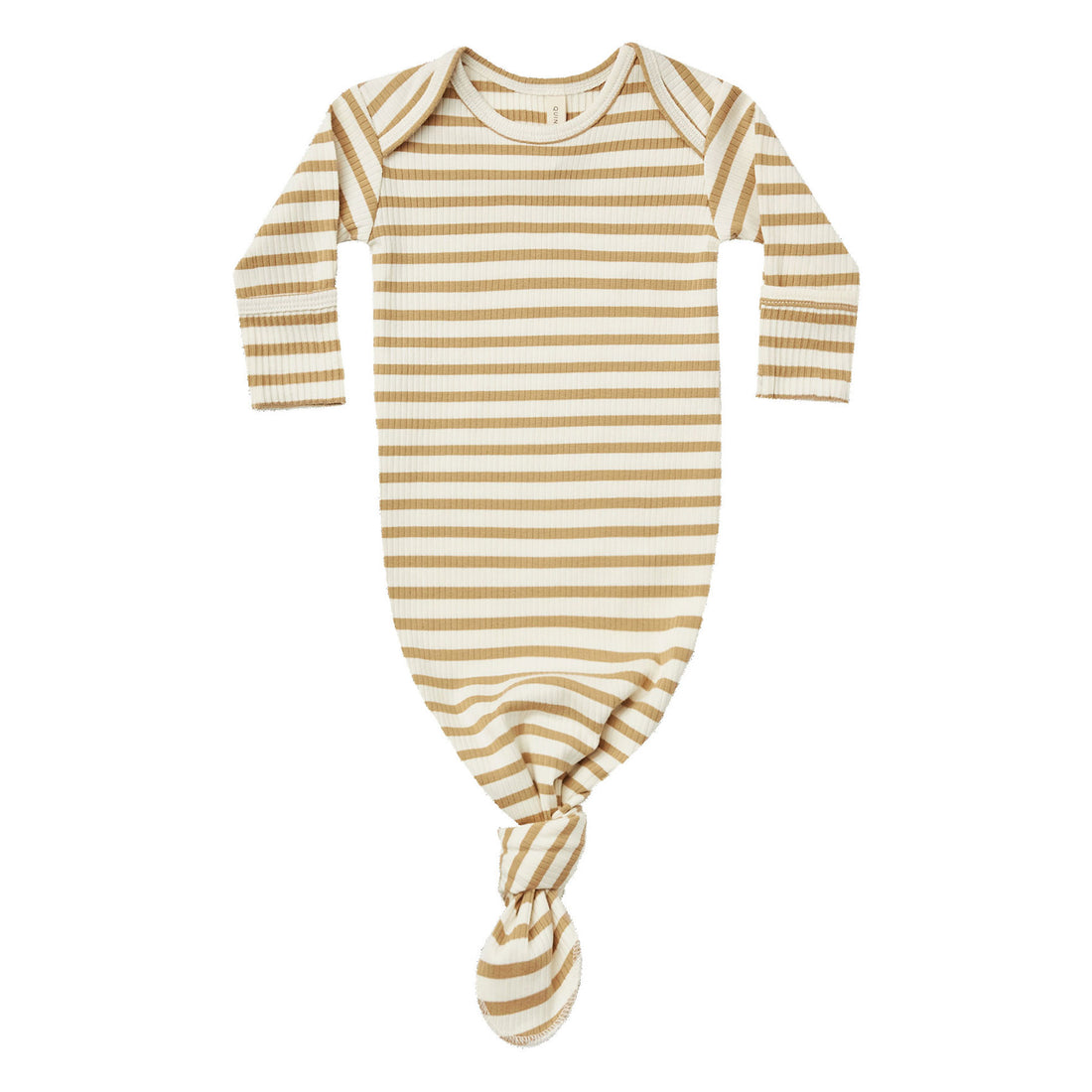 Quincy Mae  Honey Stripe Ribbed Knotted Baby Gown