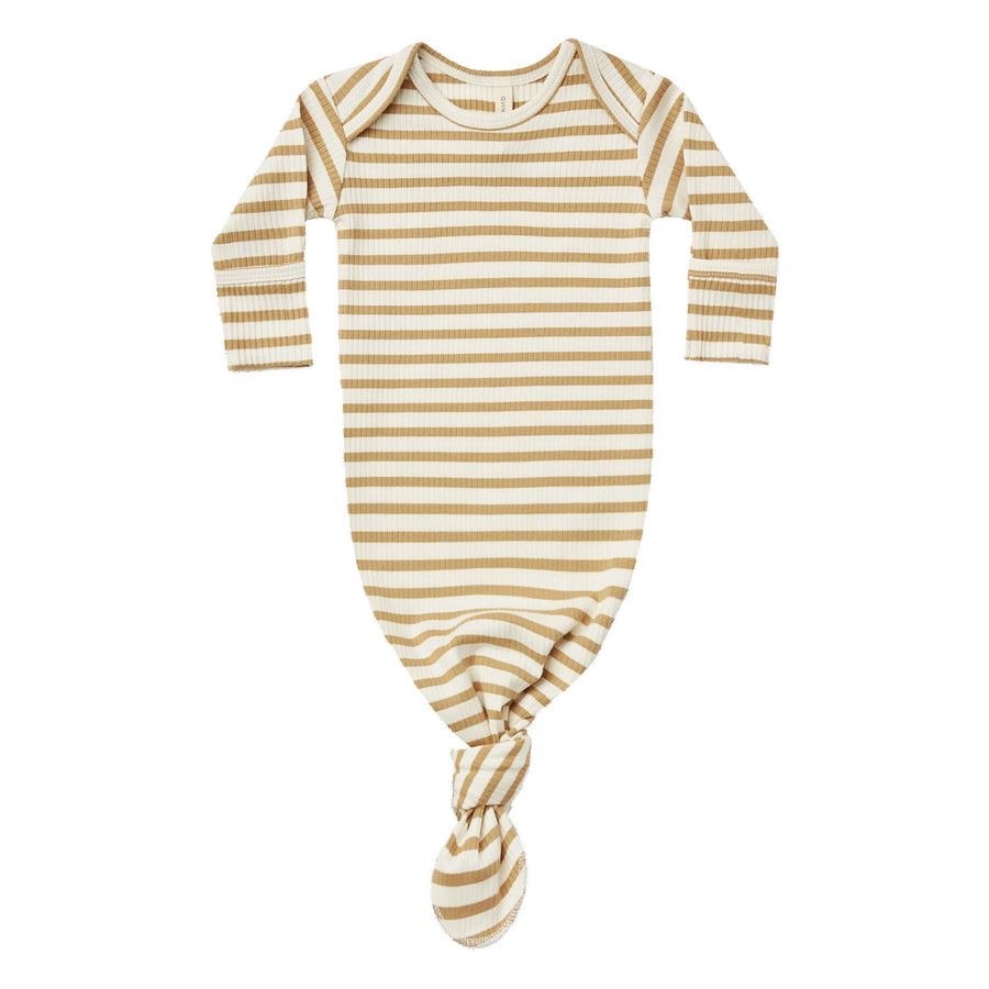 Quincy Mae  Honey Stripe Ribbed Knotted Baby Gown