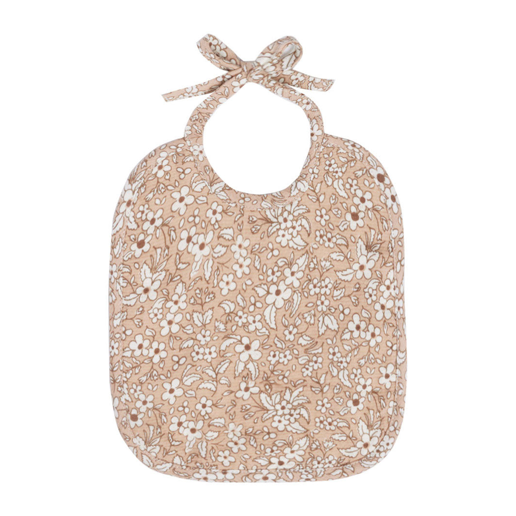 Quincy Mae Apricot Floral Woven Tie Bib