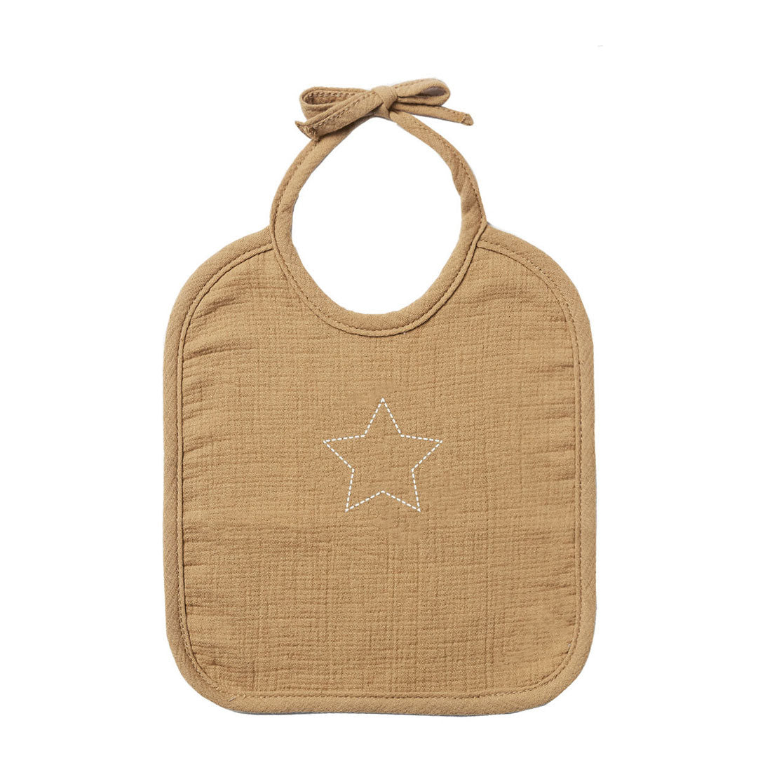 Quincy Mae Woven Tie Bib-Honey
