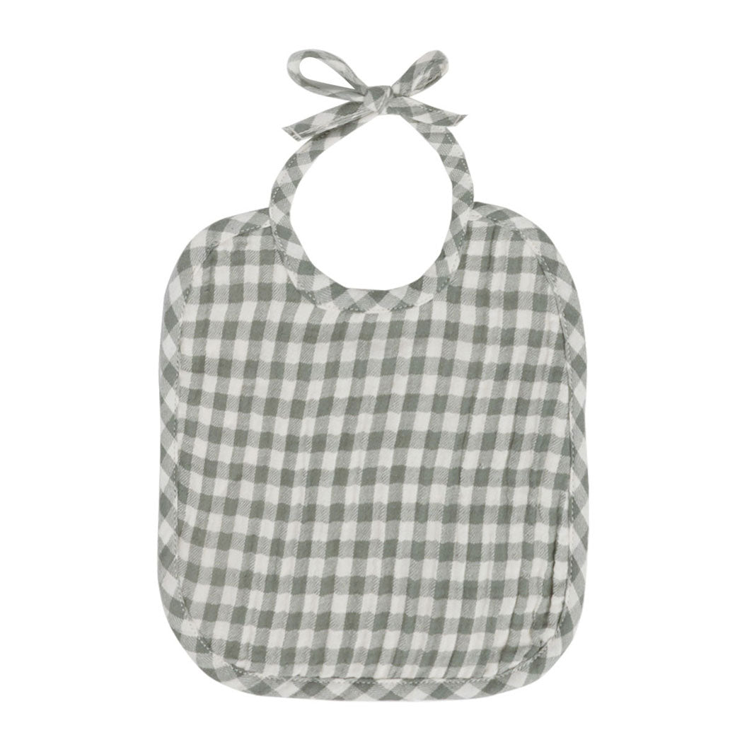 Quincy Mae Sea Green Gingham Woven Tie Bib