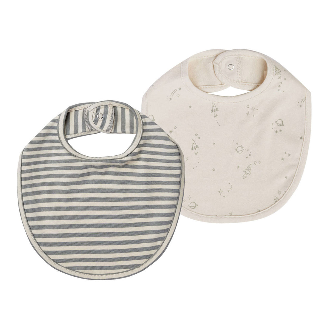 Quincy Mae Space, Sea Green Stripe Jersey Snap Bib