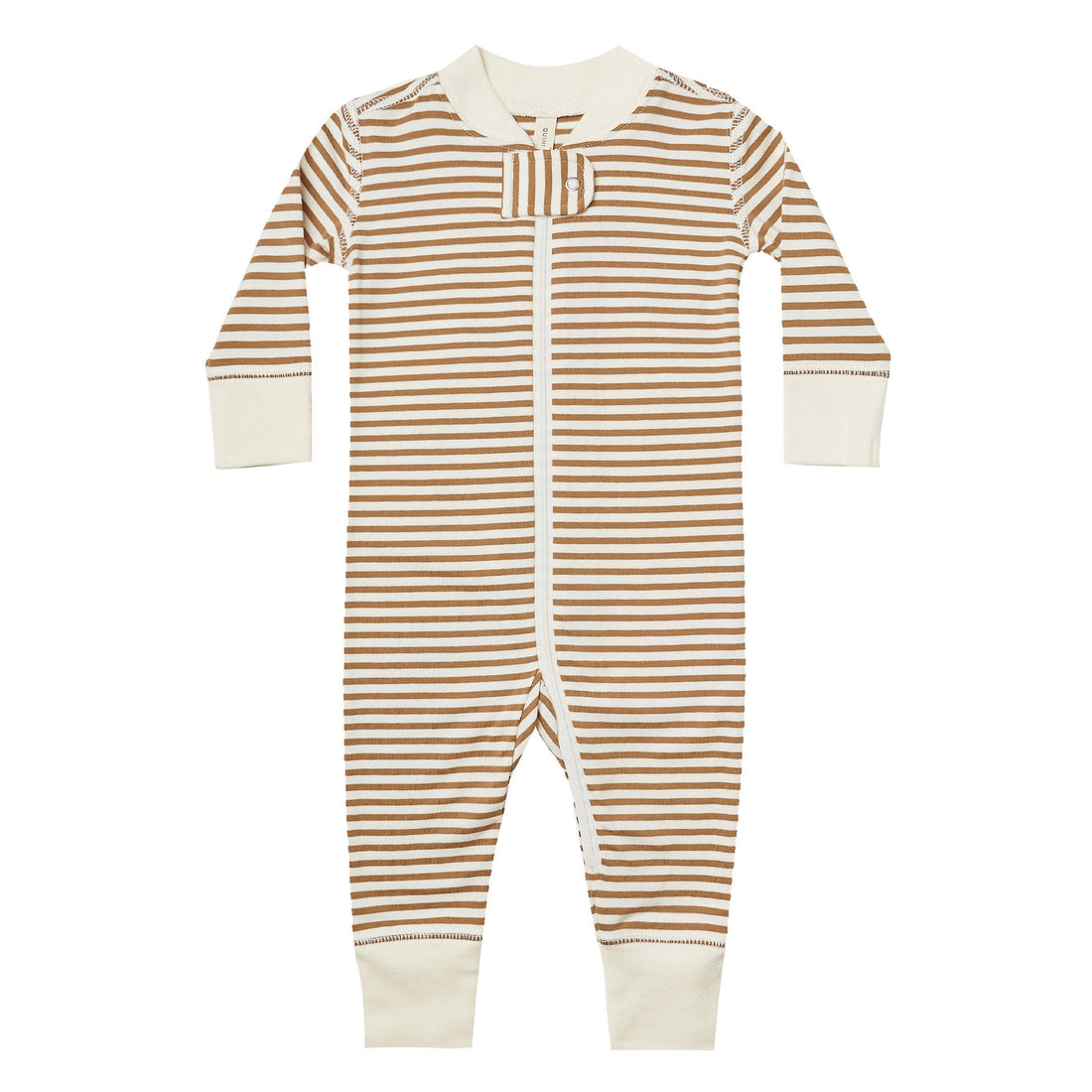 Quincy Mae Zip Longsleeve Sleeper-Walnut Stripe