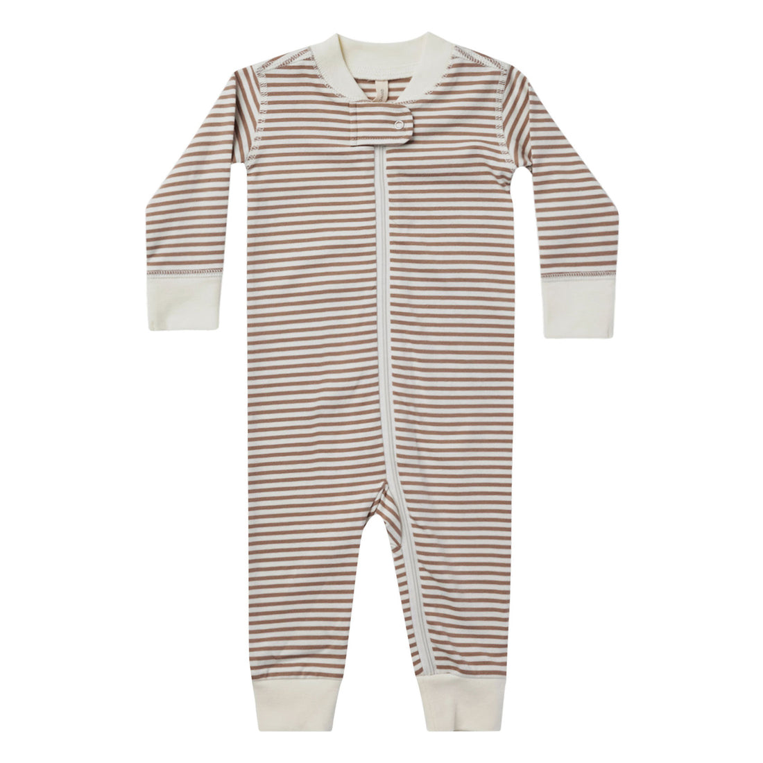 Quincy Mae Zip Long Sleeve Sleeper | Cocoa Stripe