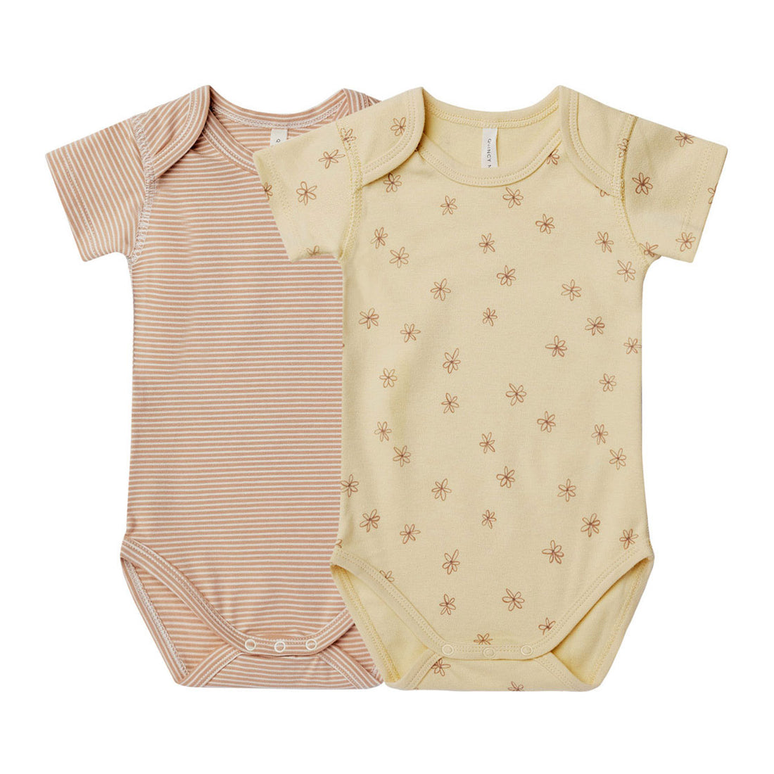 Quincy Mae Blossom, Apricot Stripe Short Sleeve Bodysuit, 2 Pack