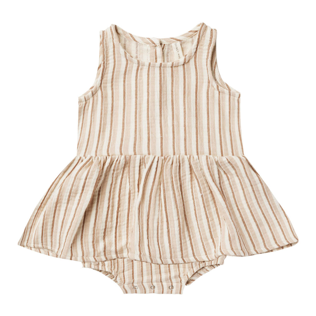 Quincy Mae Skirted Tank Romper | Latte + Clay Stripe
