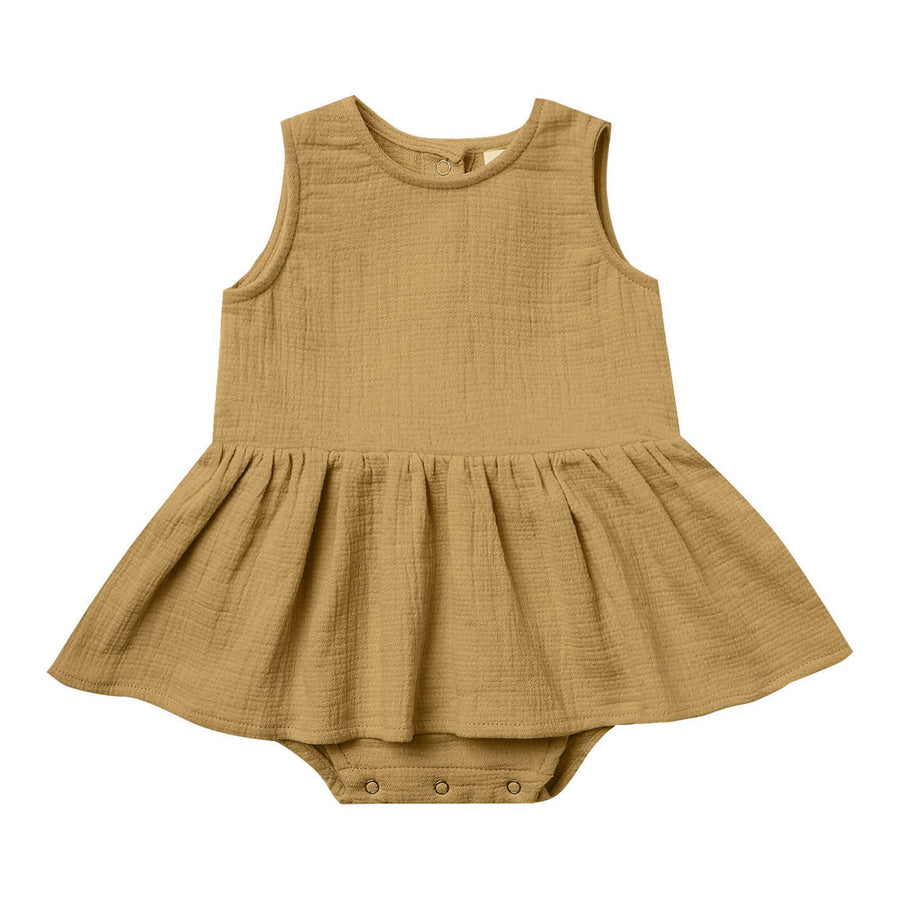Quincy Mae Gold Skirted Tank Onesie