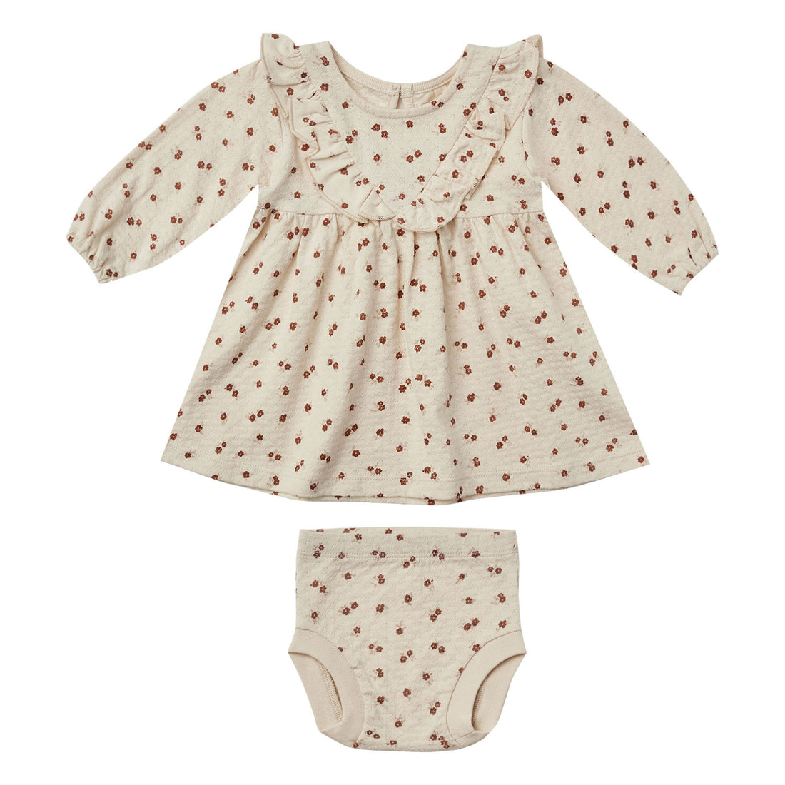 Quincy Mae  Petite Floral Longsleeve Ruffle V Dress