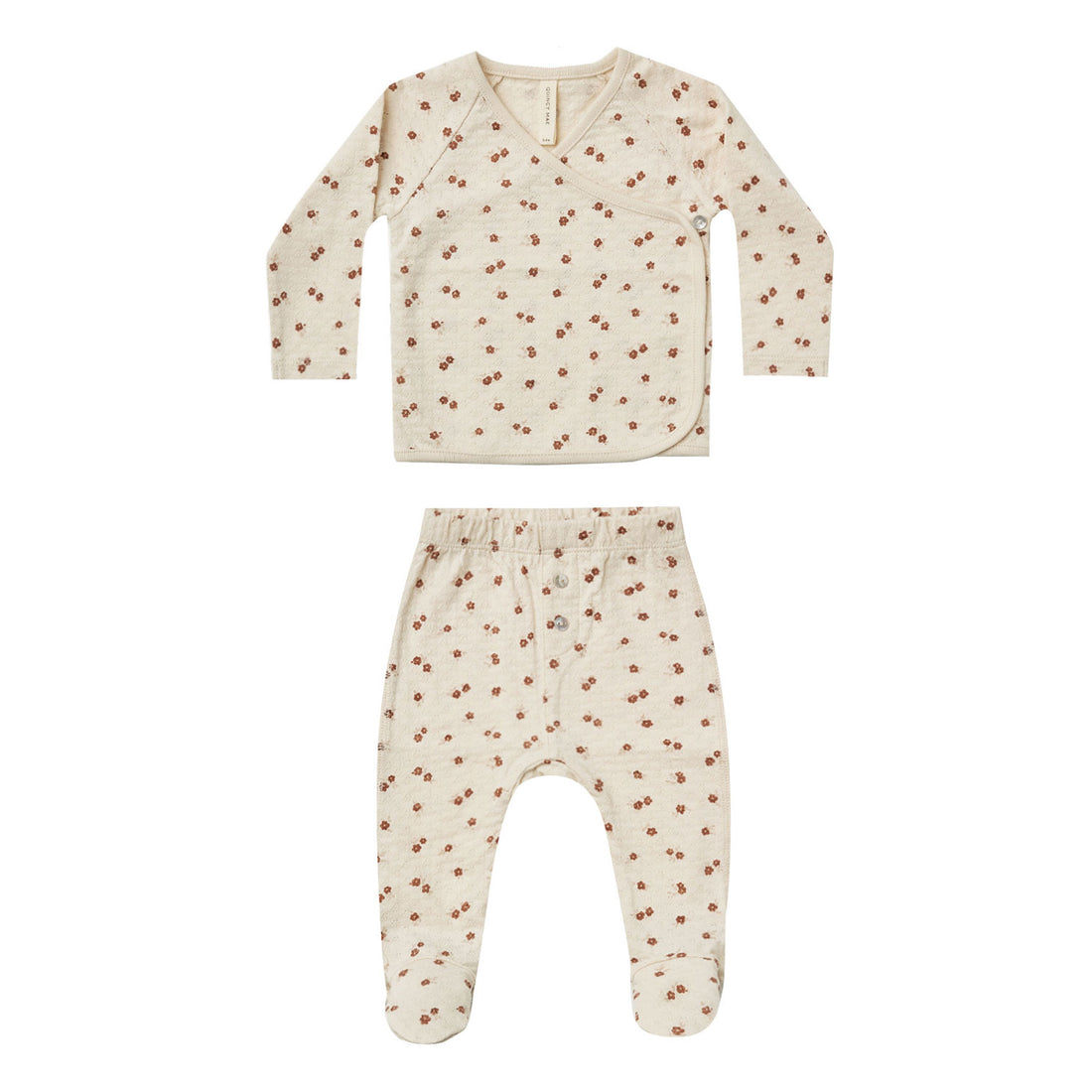 Quincy Mae  Petite Floral Pointelle Wrap Top + Pant Set