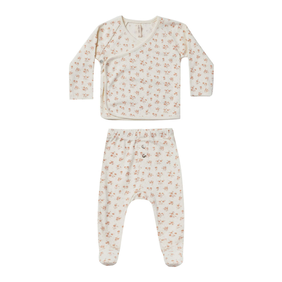 Quincy Mae Wrap Top + Footed Pant Set | Blush Floral
