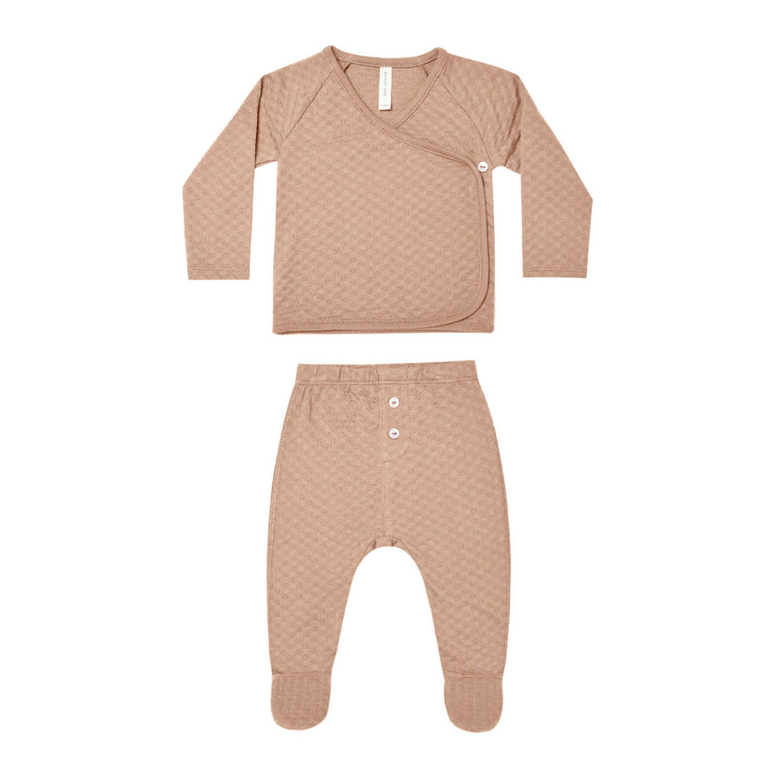 Quincy Mae Wrap Top + Footed Pant Set | Blush