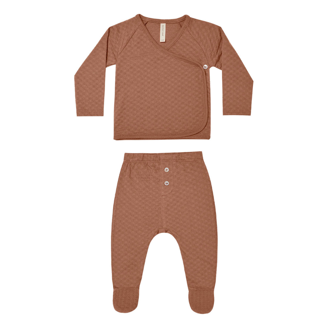 Quincy Mae  Clay Pointelle Wrap Top + Pant Set