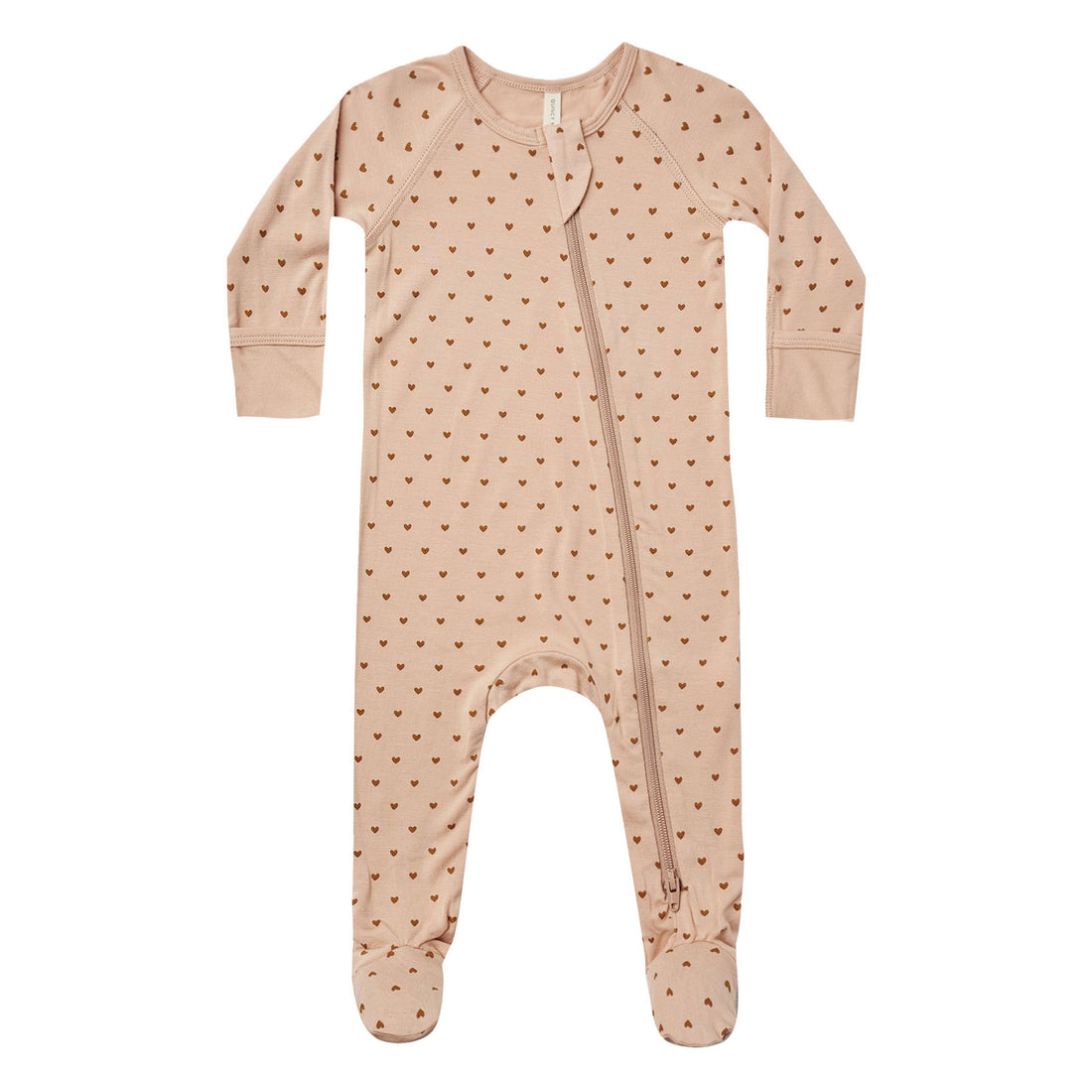 Quincy Mae Bamboo Zip Footie-Hearts