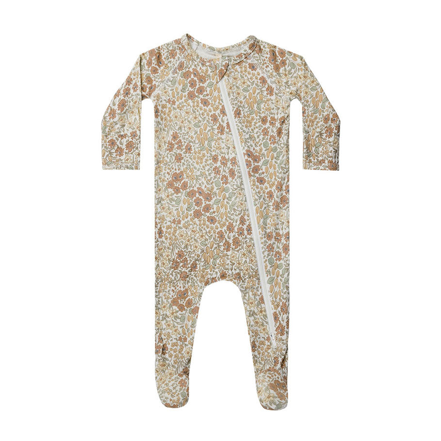 Quincy Mae Bamboo Zip Footie | Wild Flowers