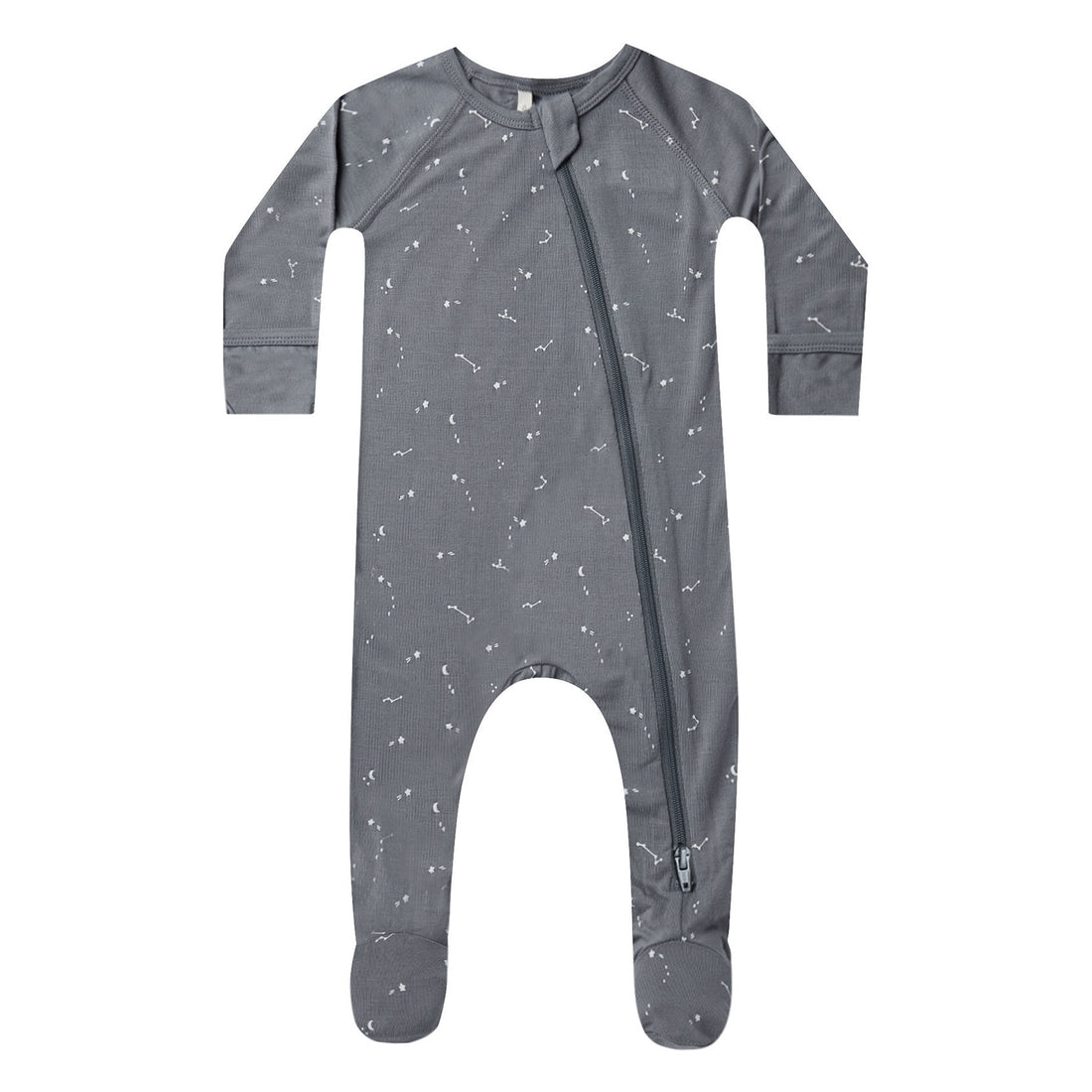 Quincy Mae Bamboo Zip Footie | Washed-Indigo