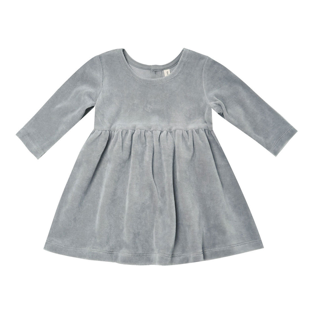 Quincy Mae Velour Longsleeve Dress-Dusty Blue