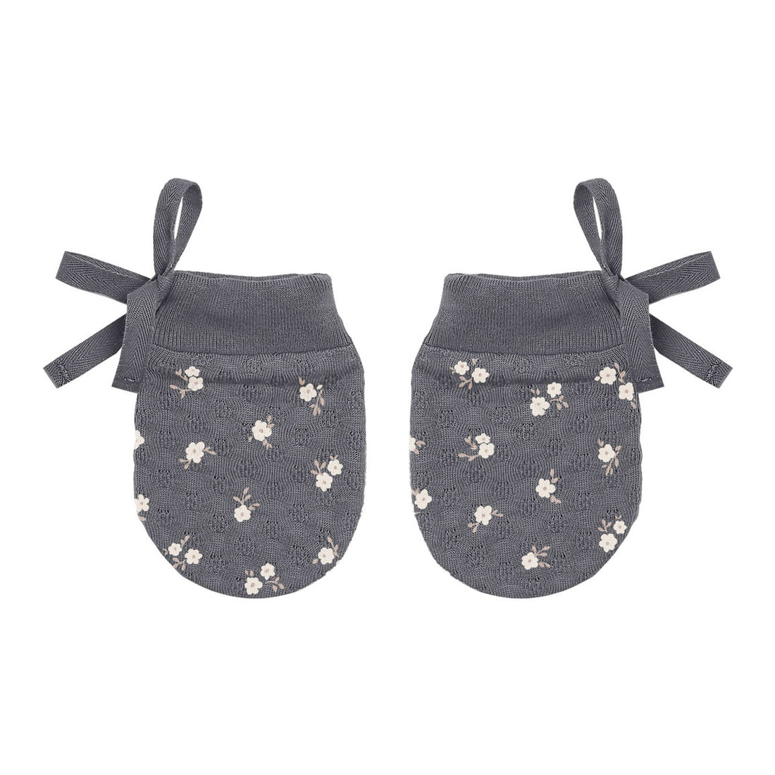 Quincy Mae  Dark Floral Pointelle No Scratch Mittens