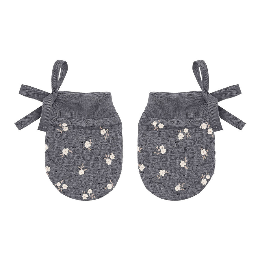 Quincy Mae  Dark Floral Pointelle No Scratch Mittens
