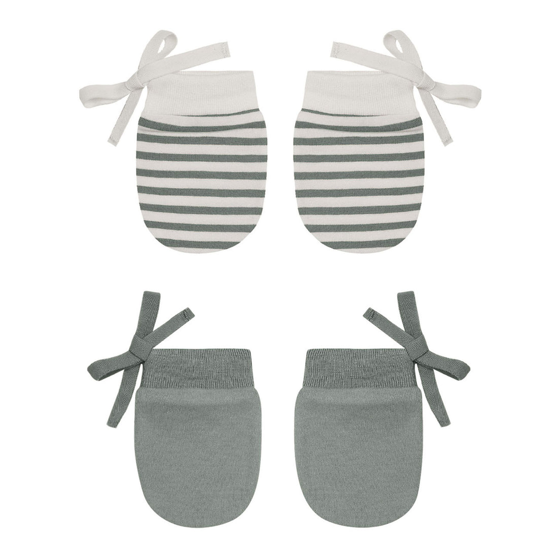 Quincy Mae Sea Green Stripe, Sea Green No Scratch Mittens