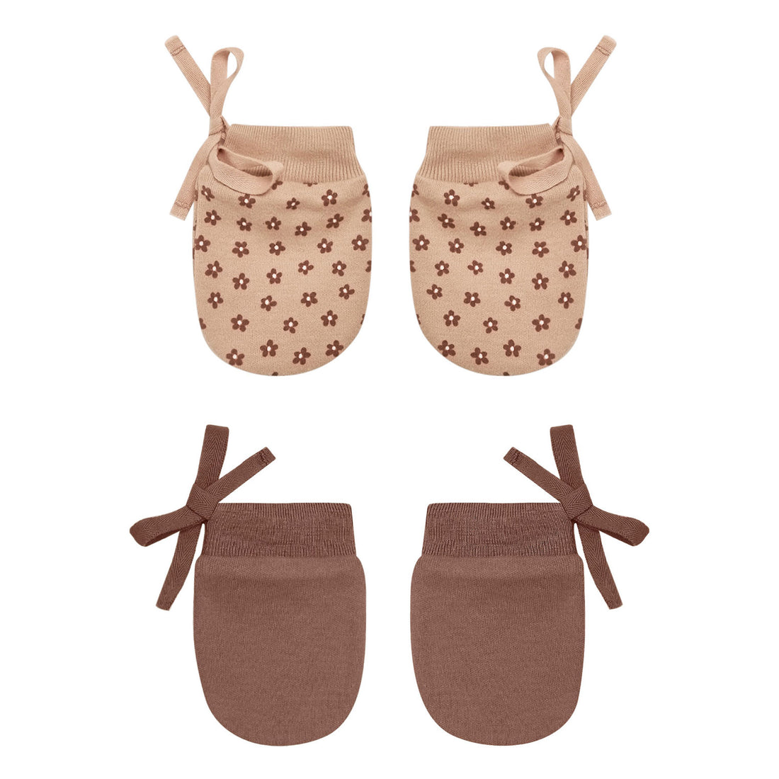 Quincy Mae No Scratch Mittens Set | Ditsy Bloom, Pecan