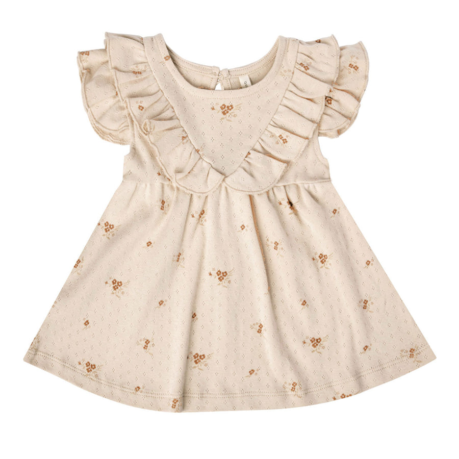 Quincy Mae Sleeveless Ruffle V Dress | Ditsy Clay